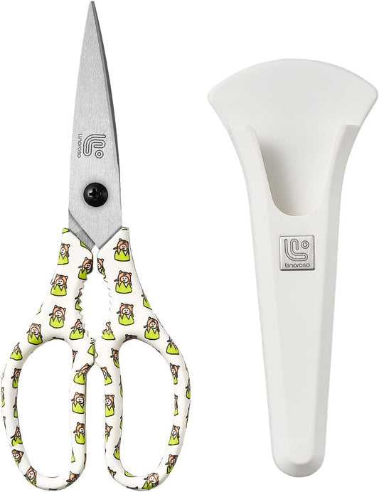 Linoroso Kitchen Scissors Heavy Duty Kitchen Shears with Magnetic Holder Made with Japanese Steel 4034, Multipurpose Ultra Sharp Cooking Scissors for Meat/Vegetables/BBQ/Herbs/Pizza (Graphic,Tiger)