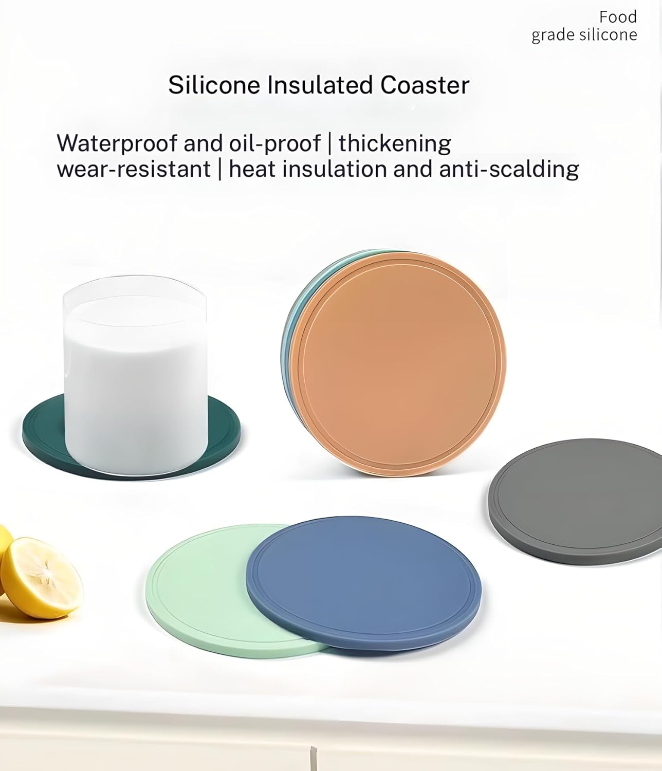 5-Pack Silicone Trivet Mats for Hot Pots,Pans & Dishes – Non-Slip Heat Resistant Round Placemats, Kitchen Counter Protectors & Coasters (Home Essentials Orange 6.3"*6.3"*0.24")