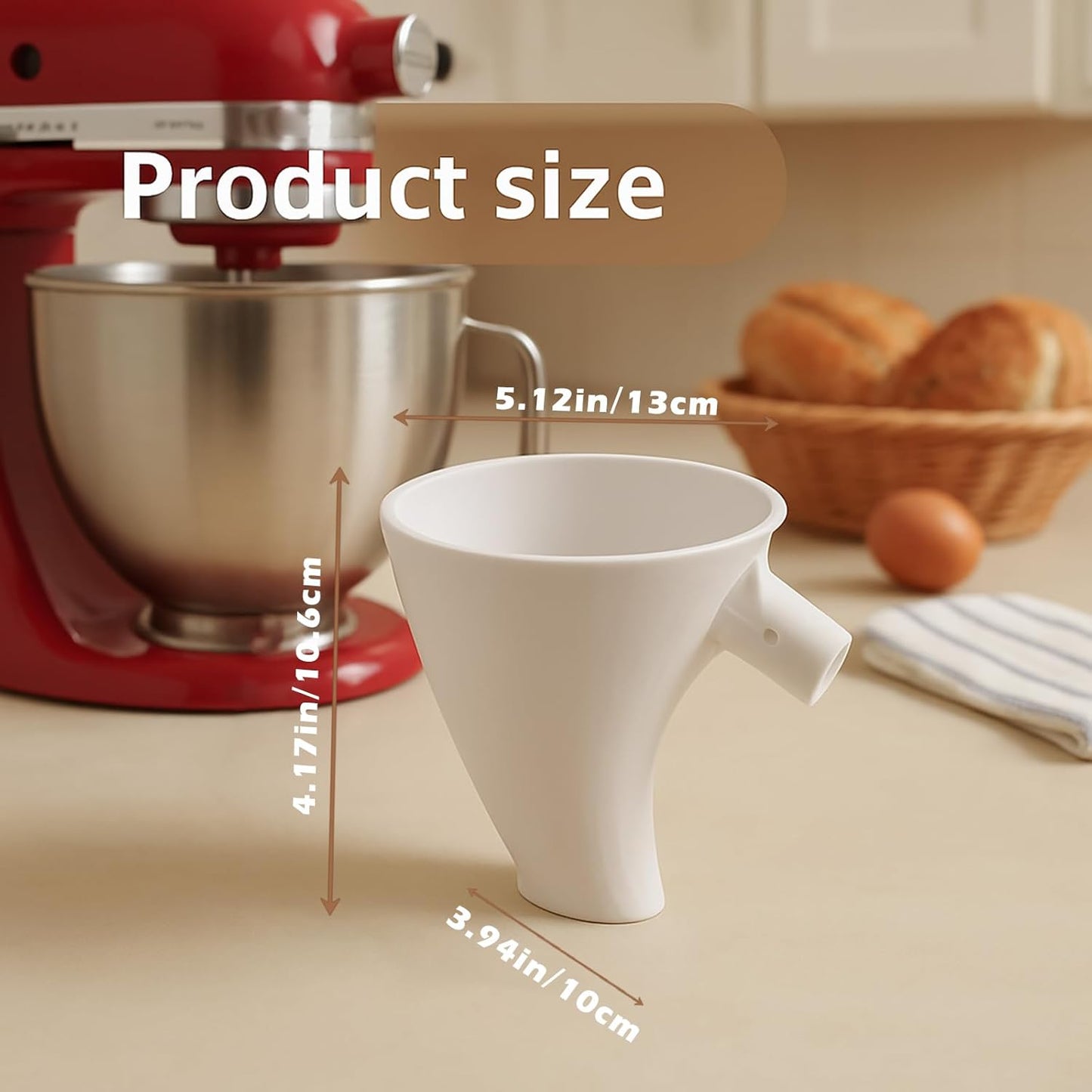 Flour Funnel for Kitchen Aid Stand Mixer, Plastic Funnel with Easy-Pour Attachment Fits KSM150 5-Quart Tilt-Head Mixers, Mess-Free Baking Accessory for Flour, Sugar, and Egg Liquid (GREEN1PCS)