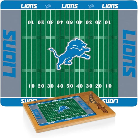 PICNIC TIME NFL Football Field Icon Glass Top Cutting Board & Knife Set, (Parawood & Bamboo)