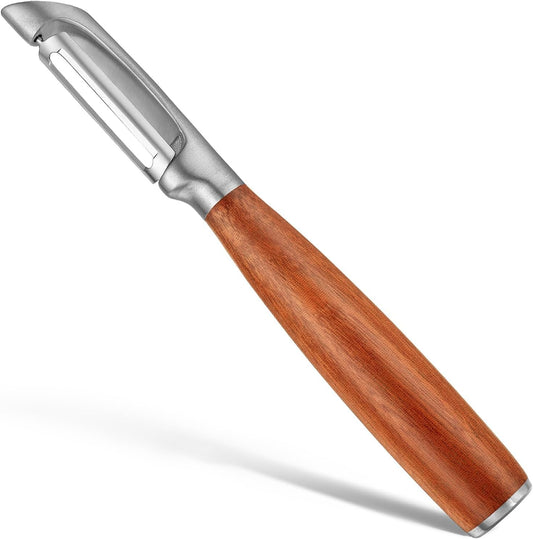 Premium I Type 304 Stainless Steel Multifunctional Kitchen Peeler Real Wood Handle Ultra Sharp Blade Vegetable Potato Apple(Aosuan)