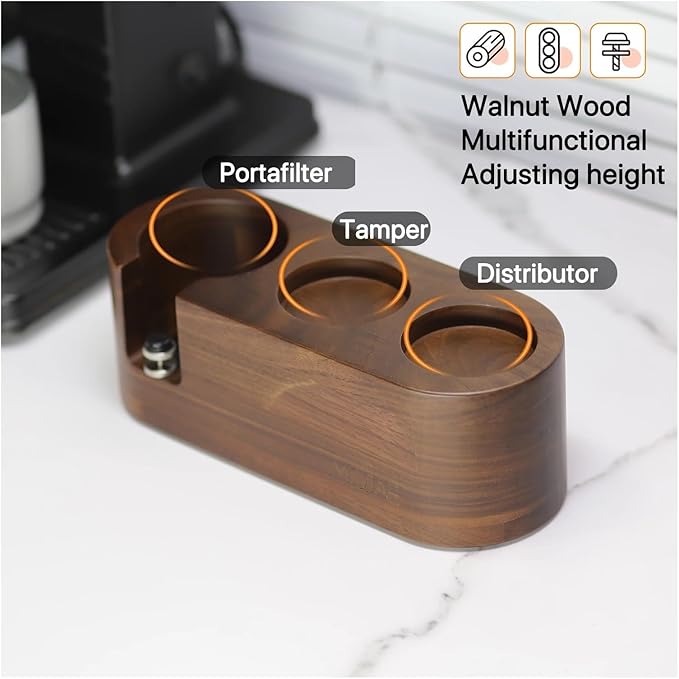 Walnut Wood Coffee Filter Holder, Espresso Tamper Mat Stand, Coffee Maker Support Base Rack, Barista Accessories(One pair)