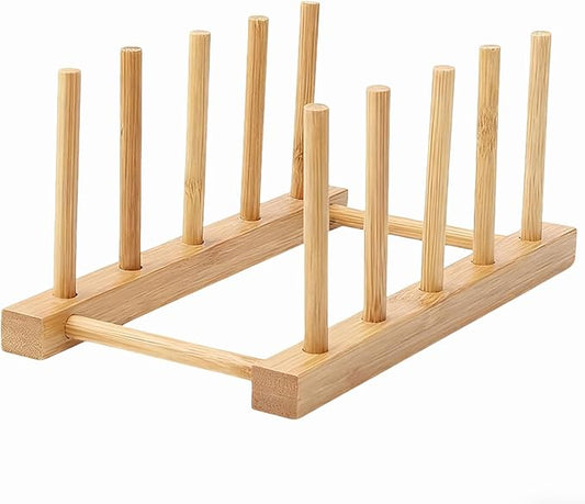 Kunovo Bamboo Dish Rack,Pot lid/Plate/Cutting Board Organizer for Kitchen cabinets,Bottle Drying Holder… (4G)