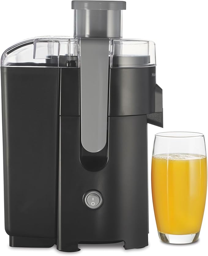Hamilton Beach HealthSmart Juicer Machine, Compact Centrifugal Extractor, 2.4” Feed Chute for Fruits and Vegetables, Easy to Clean, BPA Free, 400W, Black and Gray (67502)