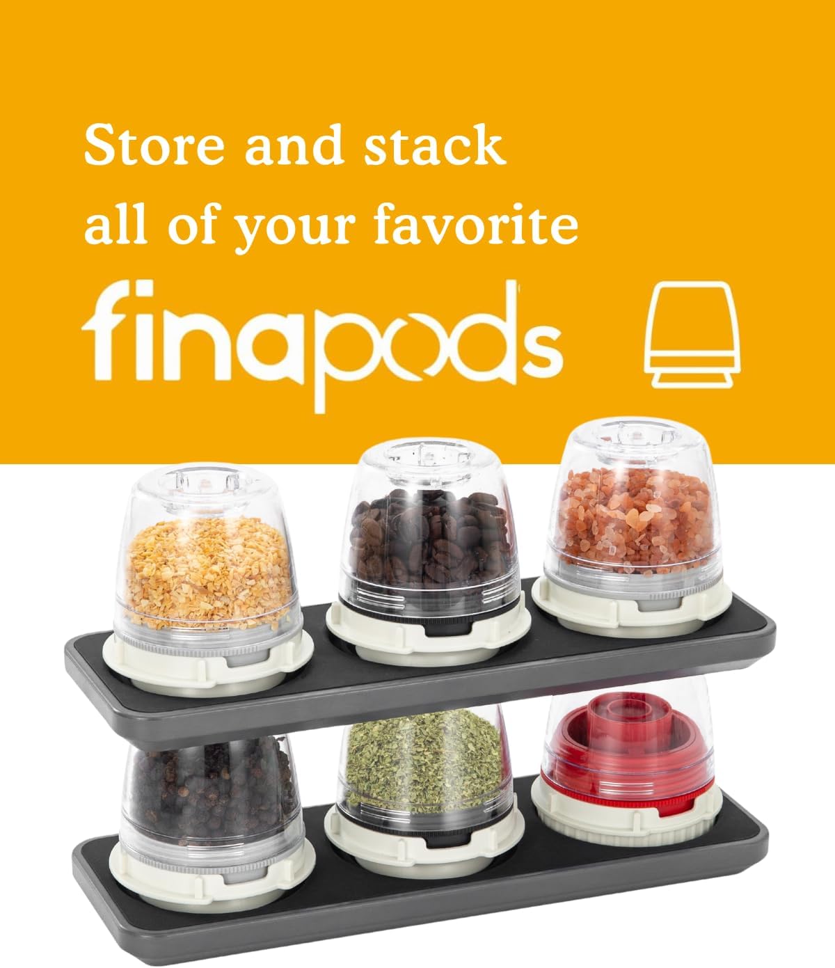 FinaMill Salt and Pepper Mill Tray, Stackable FinaPod Storage, Stylish Kitchen Accessories for Spice Grinder, Gift-Ready - Slate Trio Stackable Tray