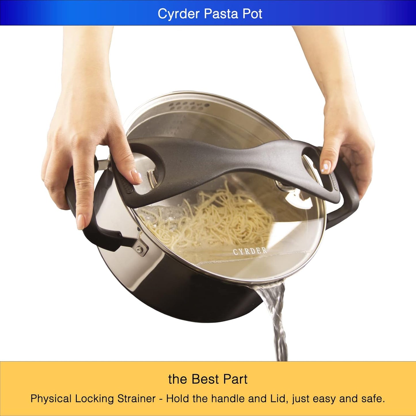Stainless Steel Pasta Pot, Dutch Oven, Induction Pasta Pot with Strainer Lid, Stock Pot/Soup Pot, Easy Cleanup Stylish Cookware, Dishwasher Safe, 5 Quart