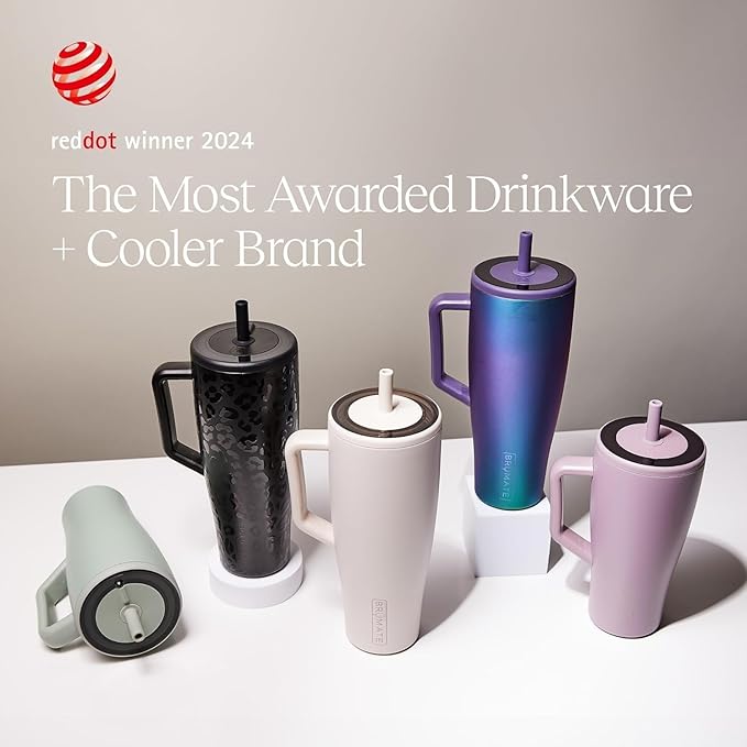 BrüMate Era 40 oz Tumbler with Handle and Straw | 100% Leakproof Insulated Water Bottle Tumbler with Lid and Flexible SoftSip Straw | Made of Stainless Steel | Cup Holder Friendly | 40oz (Java)