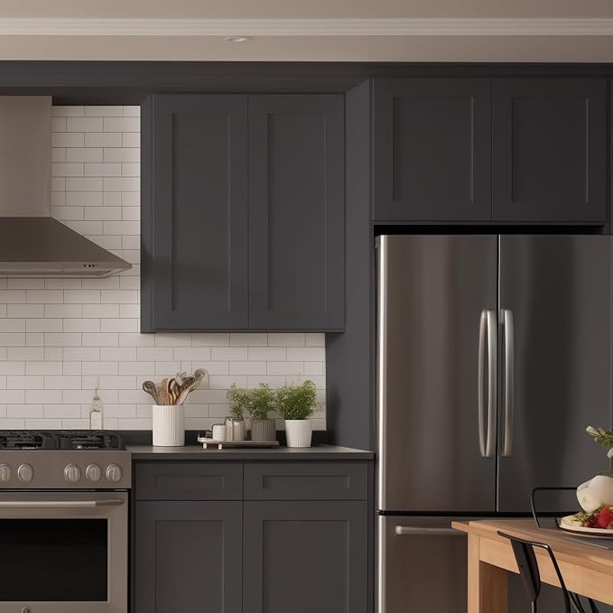 Wall-Mounted Cabinet – Solid Wood Shaker Style Medicine Cabinet with Adjustable Shelves & Soft-Close Doors for Bathroom, Kitchen, and Office Storage (Pebble Gray, 33" W x 12" D x 36" H)