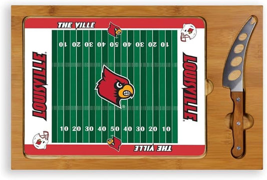 PICNIC TIME NCAA Icon Glass Top Cutting Board & Knife Set, Cheese Boards Charcuterie Boards, Serving Platter, (Parawood & Bamboo)