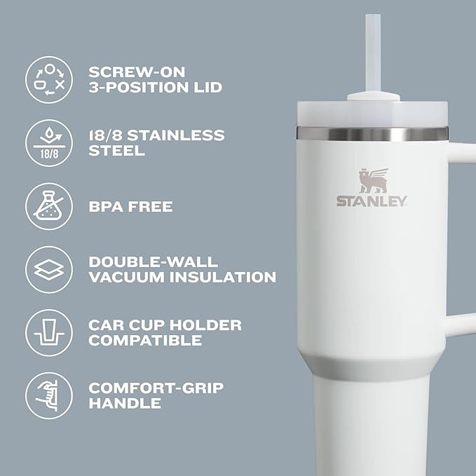 STANLEY Quencher H2.0 Tumbler with Handle and Straw 30 oz | Flowstate 3-Position Lid | Cup Holder Compatible for Travel | Insulated Stainless Steel Cup | BPA-Free | Cobalt