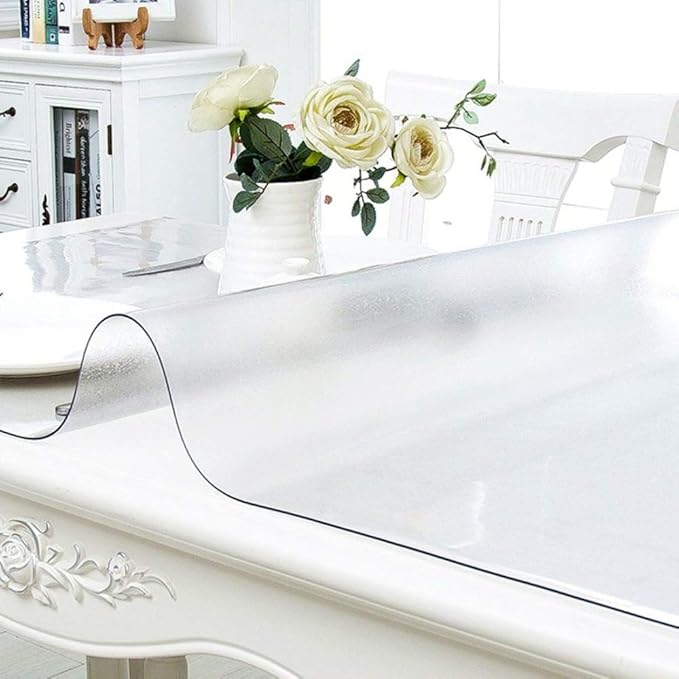 NECAUX Custom 36 x 98.5 Inch Frosted Table Cover Protector, 1.5mm Thick Wood Grain Transparent Table Pad Non-Slip Tablecloth Protector for 9 Foot Plastic Protective Dining Room Table, Meeting Table