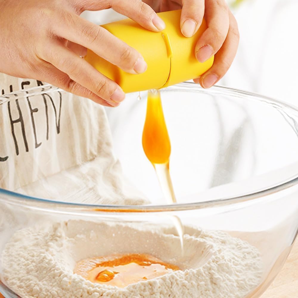 2Pcs Egg Shell Opener, 2025 New Egg Cracker Tool for Raw Eggs, Hard Boiled Egg Peeler Egg Cube Egg Separator Handheld, Stainless Steel Eggshell Breaker Egg Shell Cutter Kitchen Gadgets（Orange+Yellow）