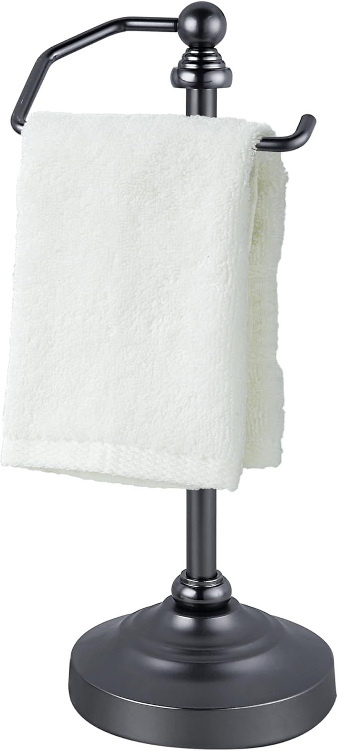 SunnyPoint Deluxe Free Standing Heavy Weighted Countertop Fingertip Towel Holder Stand (Black Nickel)