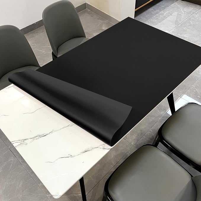 Leather Table Pad,1.8mm Thick,40x78 Inch,Dining Table Pad,Table Pads for Dining Room Table Rectangular,Table Protector for Dining Room Table,Table Top Protector(Black+Black,40x78)