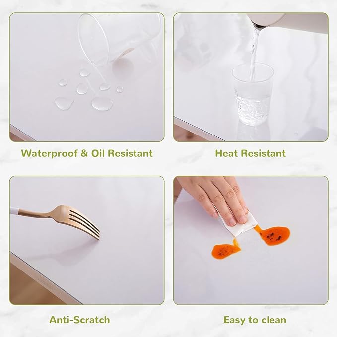 28 x 36 Inch Clear Table Cover Protector, Clear Table Protector for Dining Room Table, 1.5mm Plastic Table Cover, Waterproof Table Pad for Kitchen, Office