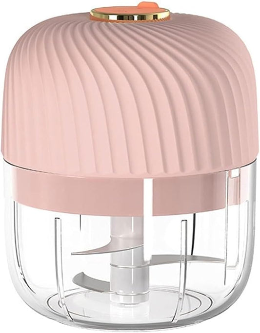 250ml Electric Garlic Chopper, Mini Food Processor Masher Crusher, Garlic Grinder with USB Charging for Onion Ginger Vegetable Pepper Spice Meat (Gray : Pink)
