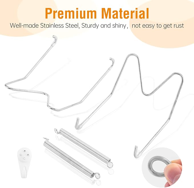 Bilillo 14 Pcs Plate Hangers for the Wall - 8/10/12/14/16 Inch Invisible Plates Hanger, Stainless Steel Plate Holders with 14 Pieces Wall Hooks for 7.5 to 19.5 Inch Decorative Plates and Arts (Silver)