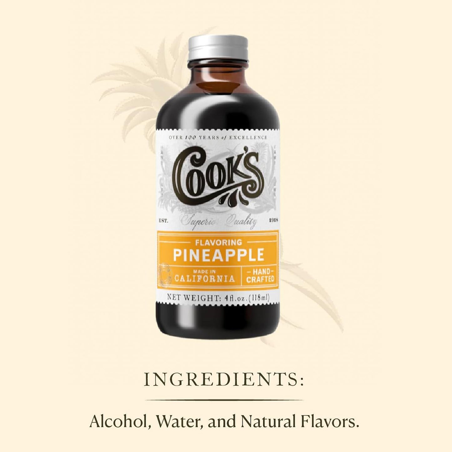 Cook's, Pineapple Flavoring for Baking, Candies, Cakes, Smoothies, Beverages, 16 oz