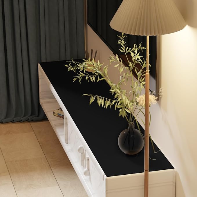 Leather Table Cover,1.8mm Thick,12x84 Inch Desk Cover,Dresser Cover Top,Dresser Protector Top,Dresser Cover,End Table Cover.(Black+Black,12x84)