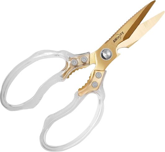 Kitchen Scissors, Heavy Duty Sharp Kitchen Shears Dishwasher Safe, Kitchen Accessories Cooking Shears for Kitchen Meat Chicken Fish Poultry Herb Bread (Blade Gold), skr-05