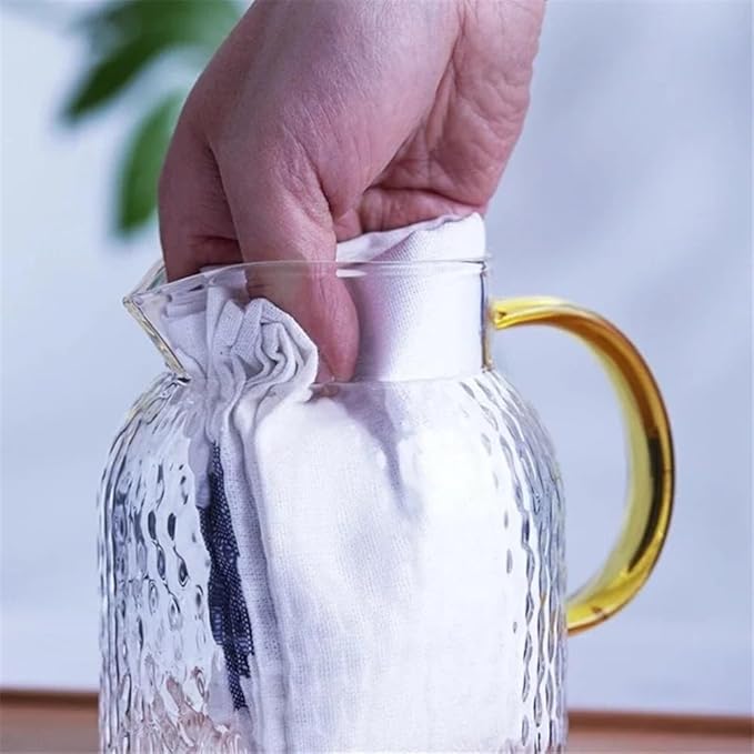 GLigeT Iced Tea Pitcher Glass Water Pitcher with Filter Lid and Pouring Spout Heat Resistant Glass Carafe for Hot Cold Beverages Homemade Ice Tea Bottle Water Jug(1.8L)