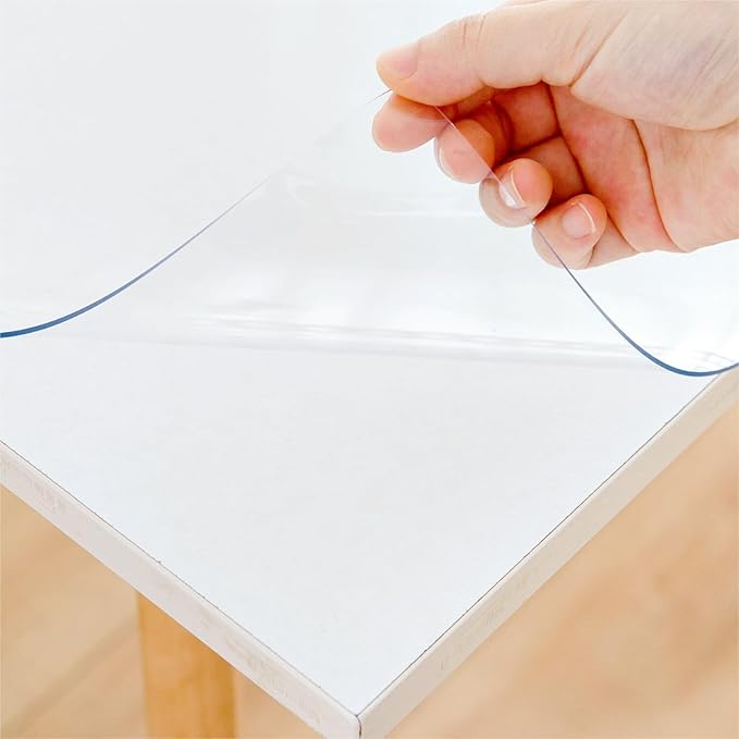 60 x 60 Inch Clear Table Cover Protector, Clear Table Protector for Dining Room Table, 1.5mm Plastic Table Cover, Waterproof Table Pad for Kitchen, Office