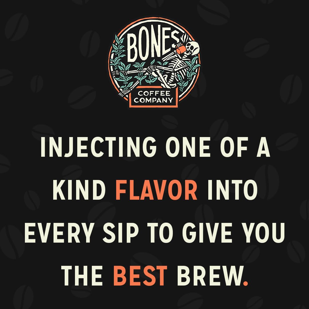 Bones Coffee Company Colombia Single-Origin Coffee, Almonds, Dried Fruit, Vanilla Notes, Flavored Ground Coffee, Medium Roast Low Acid Arabica Beans for Coffee Maker, 12 oz Ground