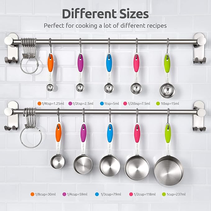 U-Taste 18/8 Stainless Steel Measuring Cups and Spoons Set of 10 (Multi) and 600ºF Heat Resistat Silicone Flexible Baking Spoon Spatula & Cooking Scoop Spoonula (Aqua Sky)