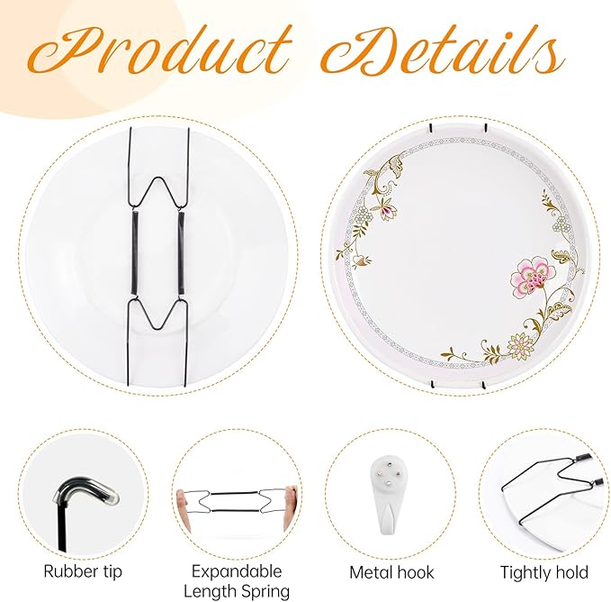 Bilillo 12 Pack Plate Hangers for The Wall, Suitable for 8''-10'' Decorative Plate,Invisible Heavy Duty Wire Plate Holder with Wall Hooks, Plate Hangers for Displaying Plates, Platter, Dish (Black)