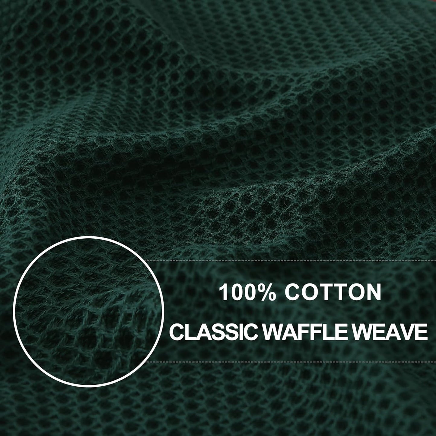 Homaxy 100% Cotton Waffle Weave Kitchen Dish Towels, Ultra Soft Absorbent Quick Drying Cleaning Towel, 13 x 28 Inches, 12-Pack, Blackish Green