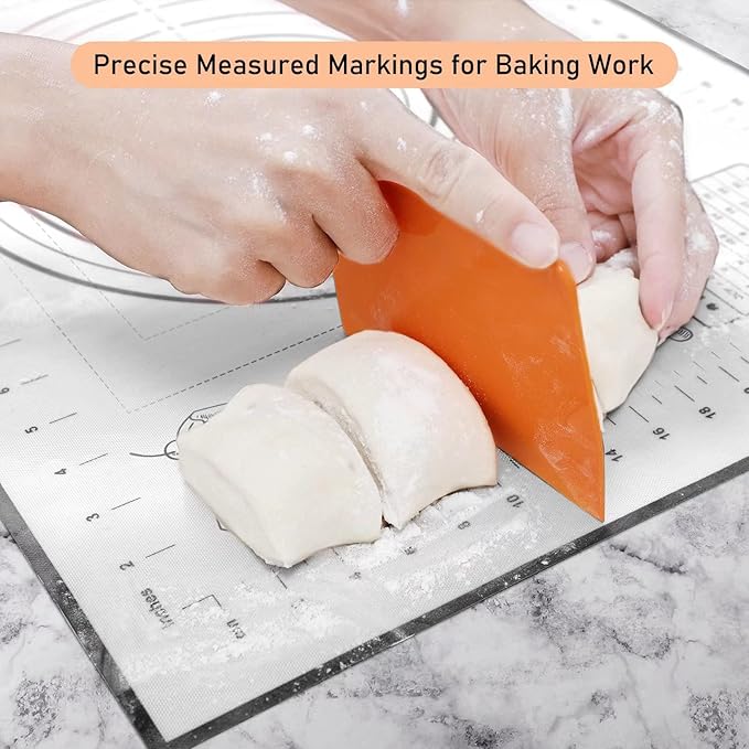 Silicone Baking Mat Extra Large, Pastry Mat with Measurement, Kitchen Counter Mat for Pie Crust, Pizza and Cookies - BPA Free Oven Liner/Kneading Matts,16" x 24", Black