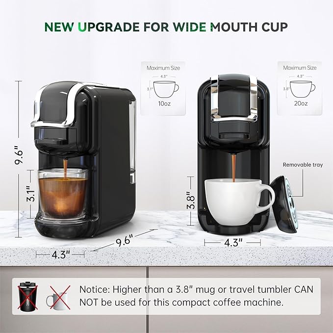 Multi-Capsule Coffee Maker, Hot/Cold Coffee Maker, Milk, ESE Pod Ground Coffee, Cafeteria, 19 Bar, 5 in 1 (Color : H2B M1A WH, Size : CHINA_UK)