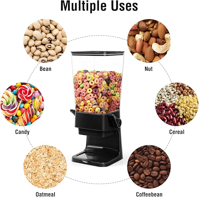 Cereal Dispenser Countertop with 2 Pack Bowls and Spoons 5.5 Qt Large Cereal Storage Container Holder for Pantry Dry Food Nut Dispenser Snack Candy Organizer Kitchen Organization for Oatmeal Granola