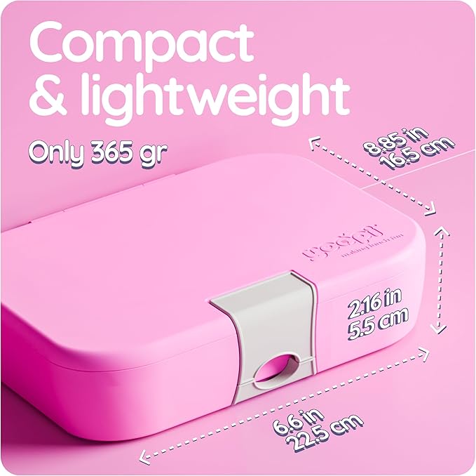 YOOPI Lunch Boxes for Kids – Toddler Bento Box with 4 Compartment Food Container, Lunch Box for School, Leakproof Lunchbox Containers, Sandwich Box, Lightweight Snack Box, Durable,Easy Open (Pink)