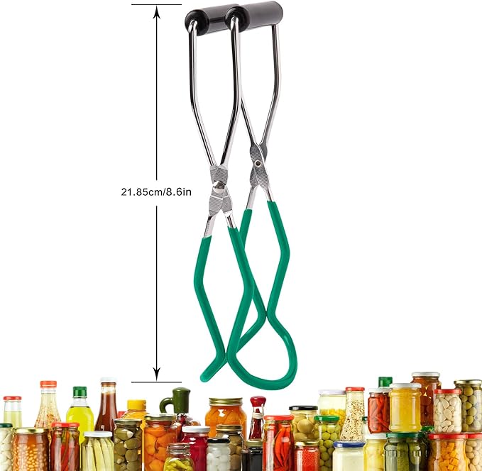 Eeoyu Canning Jar Lifter Tongs Stainless Steel Jar Lifter with Grip Handle for Home Kitchen (Cyan)