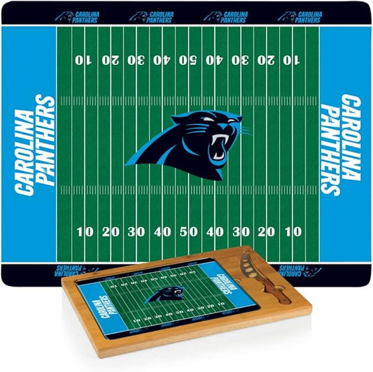 PICNIC TIME NFL Football Field Icon Glass Top Cutting Board & Knife Set, (Parawood & Bamboo)