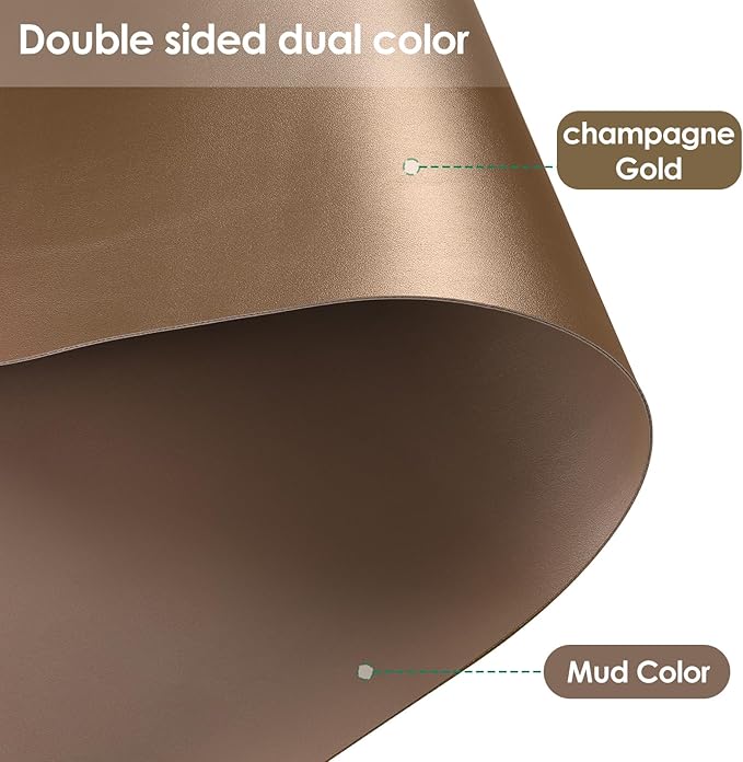 Leather Table Cover,1.8mm Thick,42x66 Inch Table Protector,Table Protector for Dining Room Table,Dining Table Cover,Table Cover Protector(Mud Color+Champagne Gold,42x66)