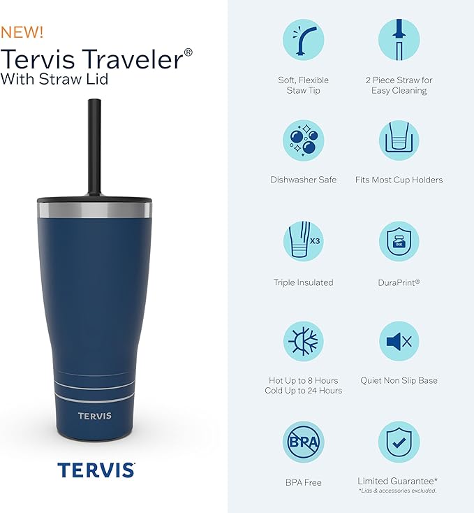 Tervis Traveler UCF Knights - Night Game Triple Walled Insulated Tumbler Travel Cup Keeps Drinks Cold & Hot, 30oz Straw Lid, Stainless Steel