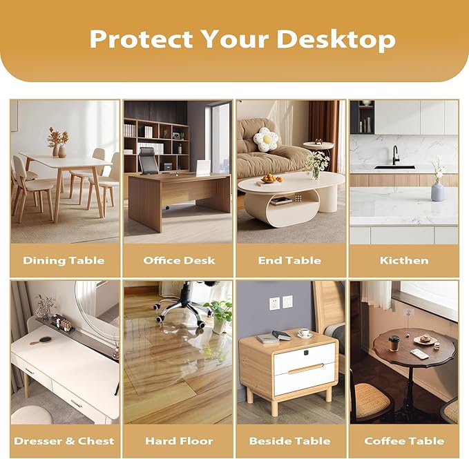 Clear Table Protector 42 x 60 Inch, 1.9mm Thick Waterproof PVC Plastic Table Cover, Durable Table Pad for Dining Room, Kitchen, Writing Desk, and Coffee Tables