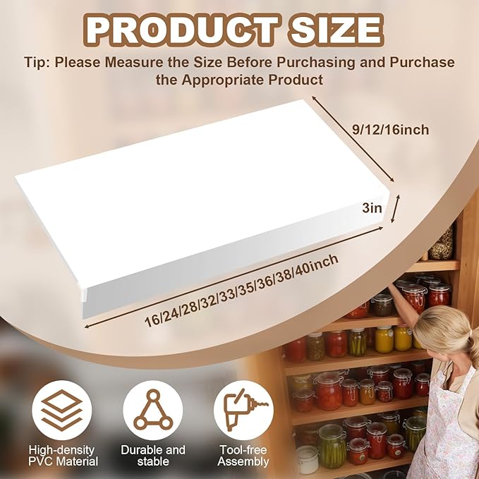 5 Pcs Wire Rack Covers 32x16x3 inch PVC Pantry Shelf Cover 0.31 inch Thick Removable Closet Wire Rack Shelf Covers,Decoration Kitchen Bathroom Office Shelving (Light Luxury White,32x16x3 inch)
