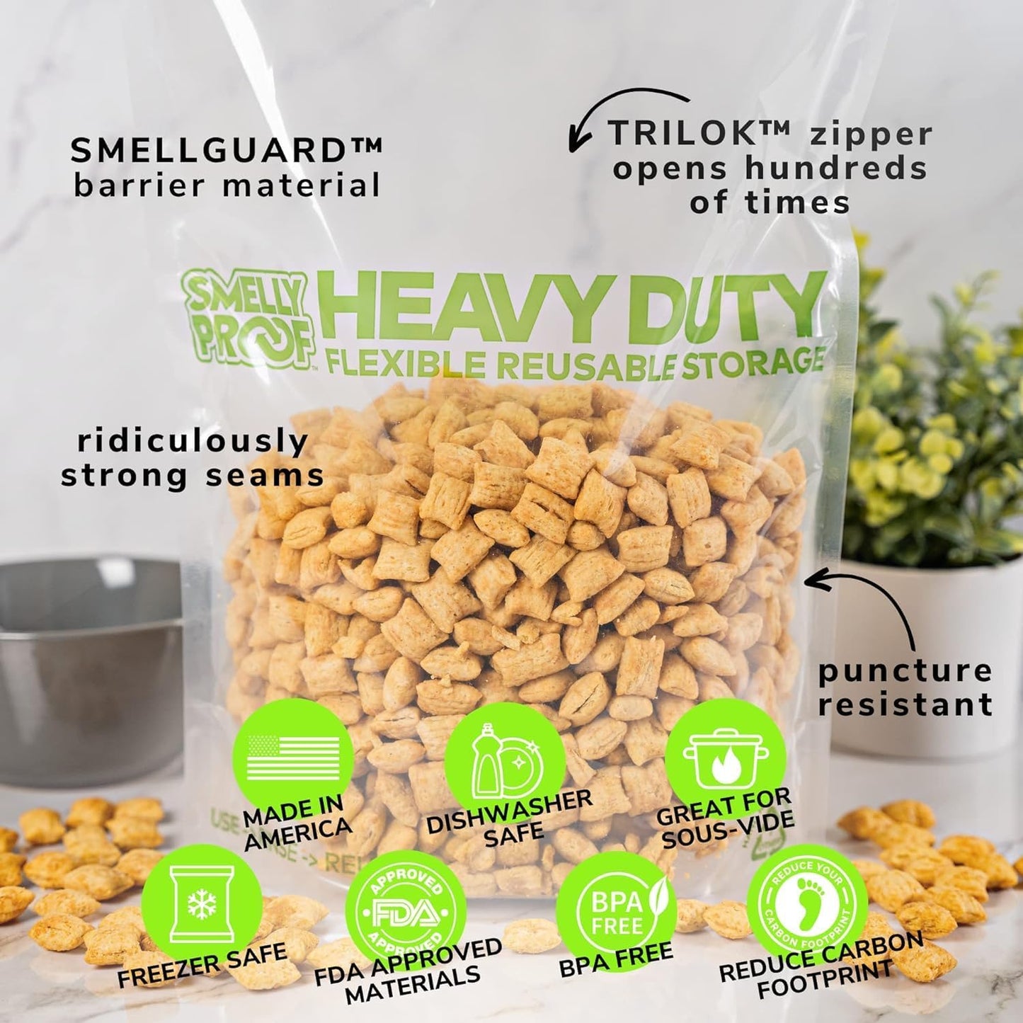 PURCHASE, 50 x Dishwasher-Safe STAND-UP Reusable Bags, Extra Thick 5mils HEAVY DUTY Durable Washable Reclosable Food Storage Extra Large Bags, XXL 12"x16" 2-Gallon 50-Pack