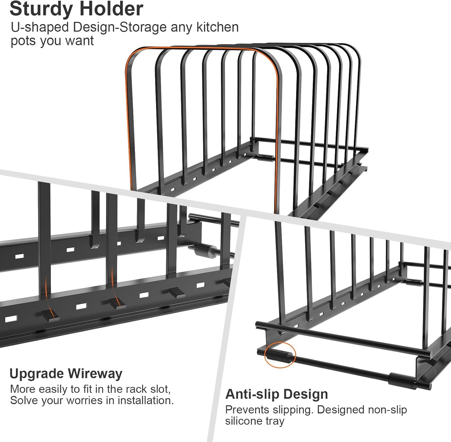 TEAMOLA Adjustable Bakeware Organizer Rack - 1pc Black Heavy-Duty Metal Cutting Board Rack for Cutting Boards & Cookware, Holds Utensils Up to 9.84" Wide (Space-Saving Holder Fits Narrow Countertops)