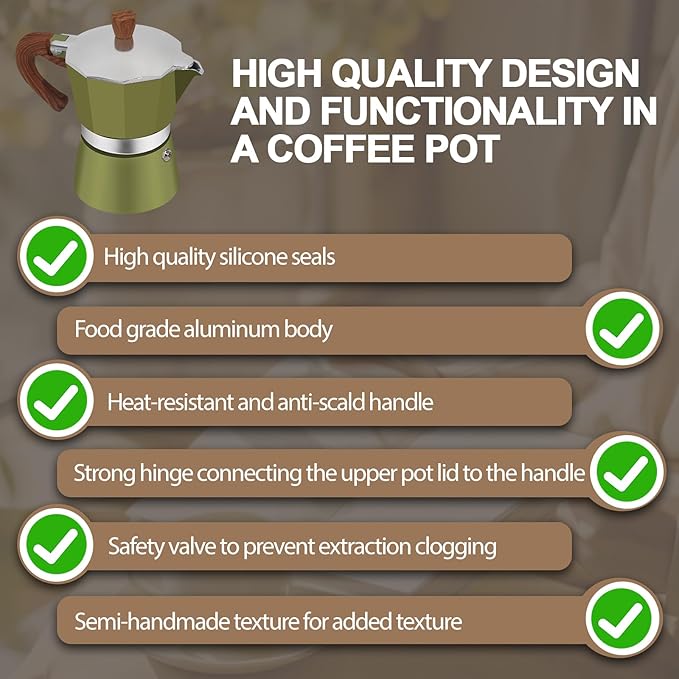 Aluminum 12 Cup 600ml Moka Pot Express Coffee Maker Stovetop Espresso Colorful Coffeemaker Italian Classic Style Brewing Greca Cafe Mocha Machine for Cafeteras Lover Camping Travel and Home Use 20oz