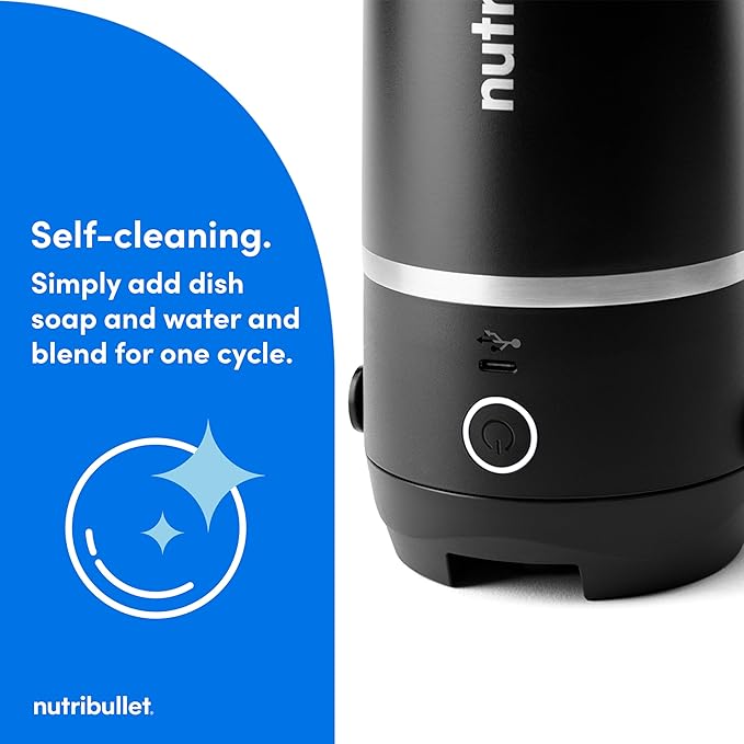 nutribullet Flip Portable Blender with Insulated Cup, Cordless, Black, NBPB50350AK