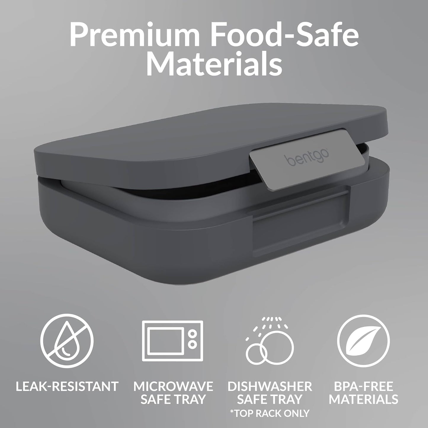 Bentgo Modern - Adult & Teen Bento Lunch Box; 3-4 Compartments, Leak-Resistant, 5.5 Cup Capacity/44 fl oz, Improved Locking Clips, Reusable, BPA-Free, Dishwasher/Microwave Safe Tray (Dark Gray)