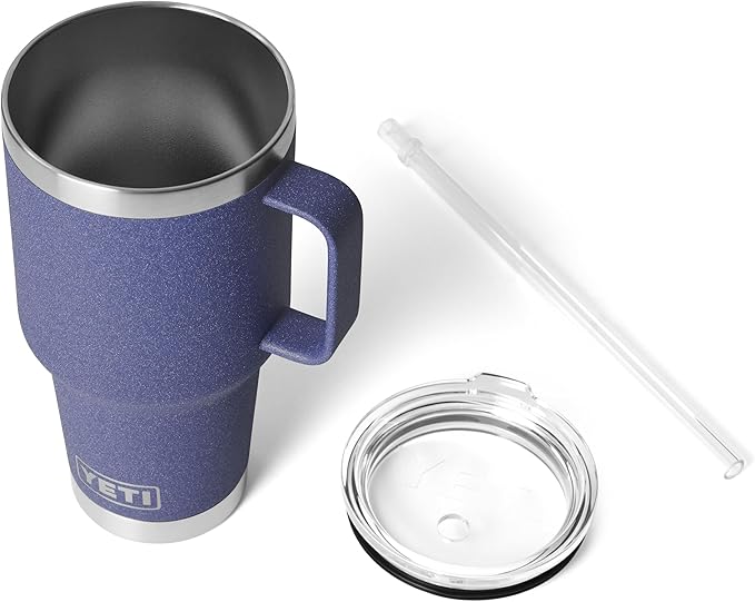 YETI Rambler 35 oz Tumbler with Handle and Straw Lid, Travel Mug Water Tumbler, Vacuum Insulated Cup with Handle, Stainless Steel, Moon Dust - Textured