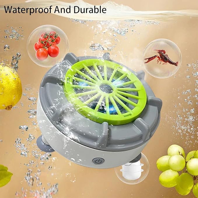 Efficient Portable Fruit and Vegetable Washers, Fruit and Vegetable Cleaning Machine, Electric Fruit Cleaner for Washing Fruits, Vegetables, Grain, Meat, Water-Proof & Wireless Charging (D)
