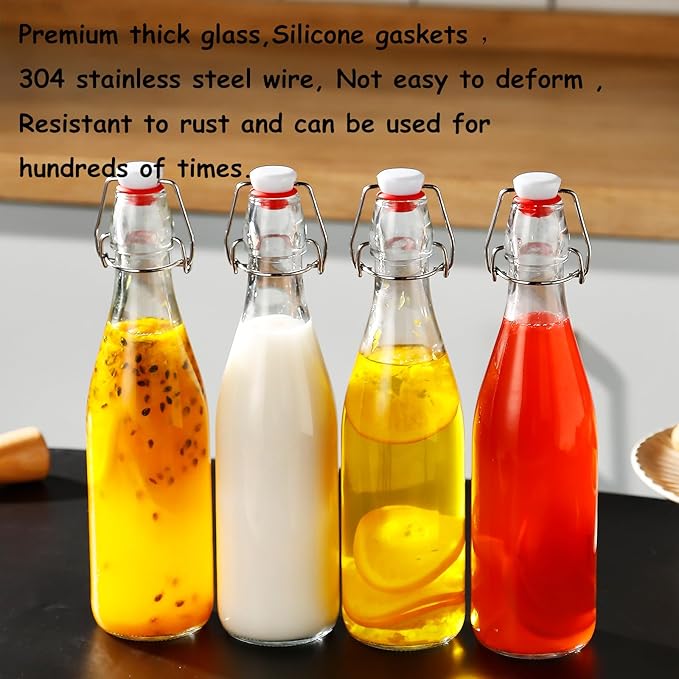 ZEBEIYU 32oz Beer Bottle,Swing Top Glass Kombucha Bottles with Stoppers for Brewing, Beverages, Smoothies, Kefir, Beer, Soda, Juicing, Kombucha, Oil, Water, Milk, Vinegar(4 Pack)