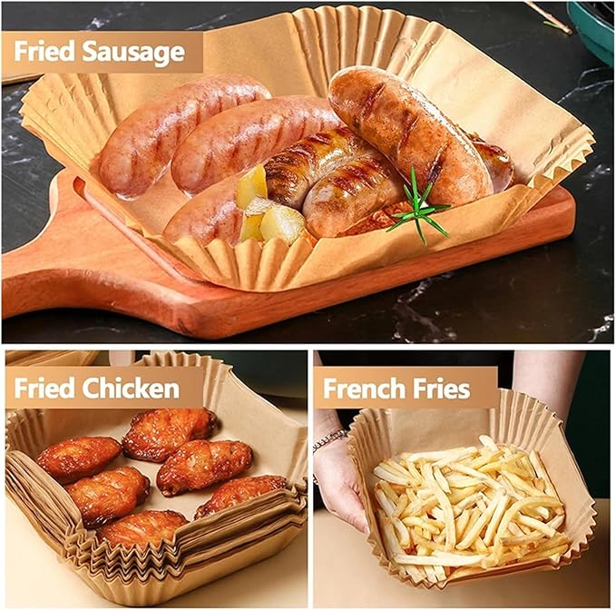 Large Air Fryer Disposable Paper Liners Nonstick 23cm Oven Airfryer Parchment Baking Paper ，Compatible For Ninja，Compatible For COSORI ，Grill Cooking Basket(23cm square,300 Pcs)