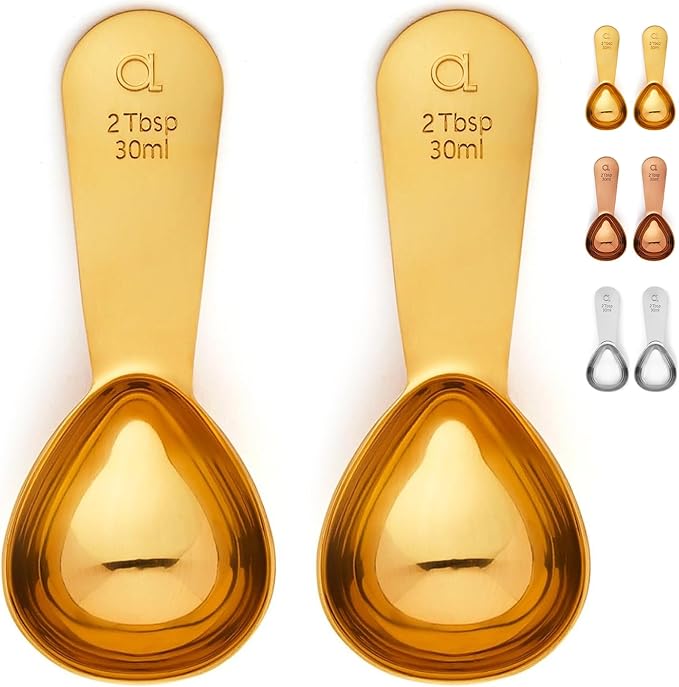 Apace Living Coffee Scoop (Set of 2) - 2 Tablespoon (2 Tbsp / 1/8 Cup / 1 oz) - The Best Stainless Steel Measuring Spoons for Coffee, Tea, and More